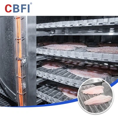 मछली के लिए 500kg/h iqf डबल सर्पिल फ्रीजर